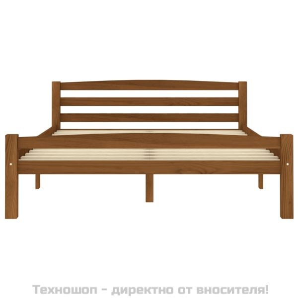 Рамка за легло, меденокафява, борово дърво масив, 140x200 см