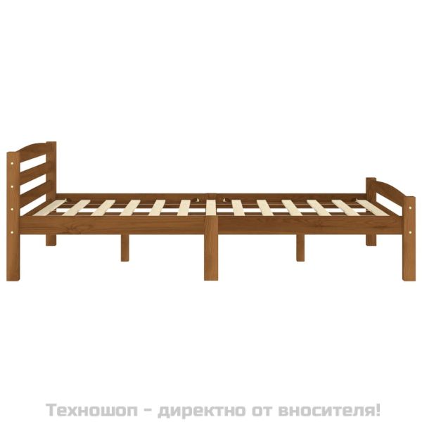 Рамка за легло, меденокафява, борово дърво масив, 140x200 см