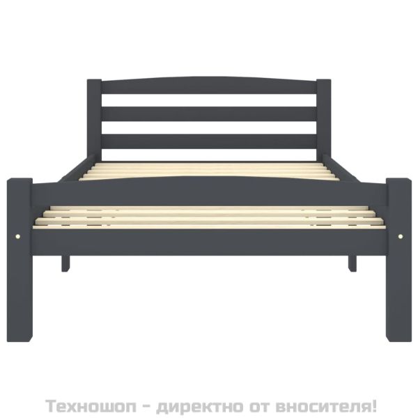 Рамка за легло, тъмносива, бор масив, 100х200 см
