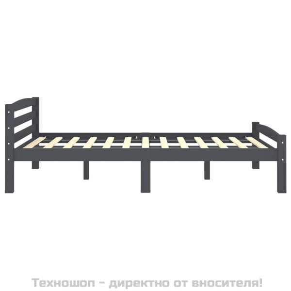 Рамка за легло, тъмносива, бор масив, 120x200 см