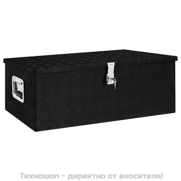 Кутия за съхранение, черна, 90x47x33,5 см, алуминий