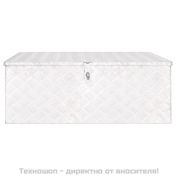 Кутия за съхранение, сребриста, 100x55x37 см, алуминий