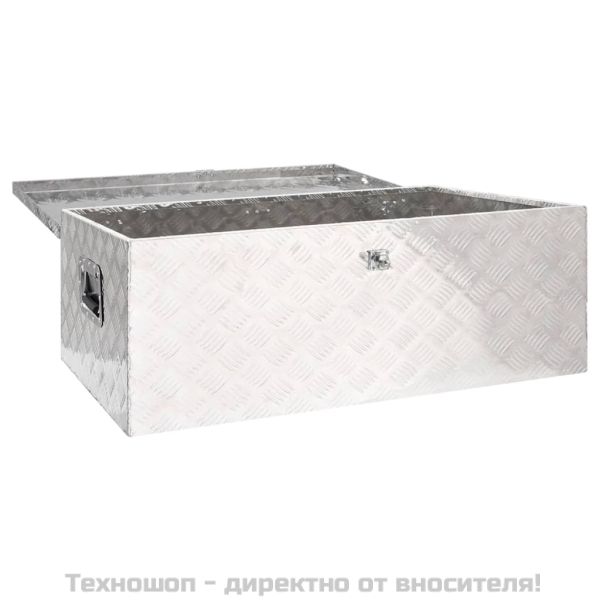 Кутия за съхранение, сребриста, 100x55x37 см, алуминий