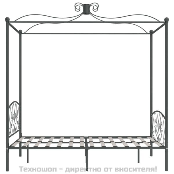 Рамка за легло с балдахин, сива, метал, 140x200 см