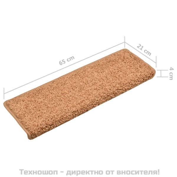 Изтривалки за стълби 15 бр. 65x21x4 см кремави с правоъгълен ръб