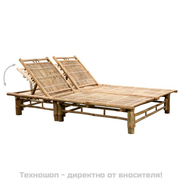 2-местен шезлонг с шалтета, бамбук