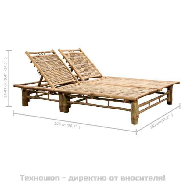2-местен шезлонг с шалтета, бамбук