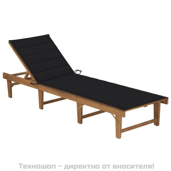 Сгъваем шезлонг с шалте, акациево дърво масив