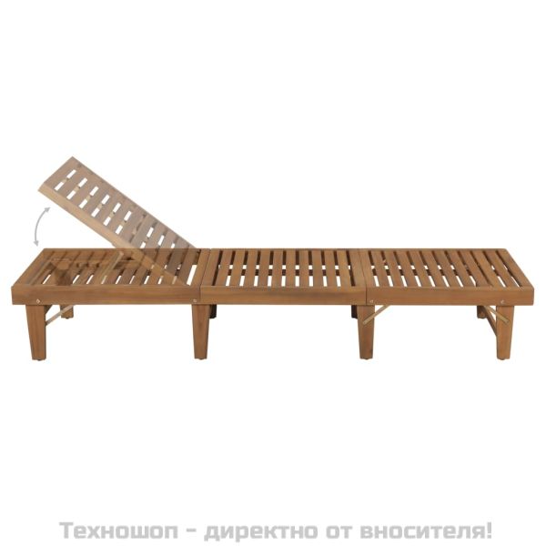 Сгъваем шезлонг с шалте, акациево дърво масив