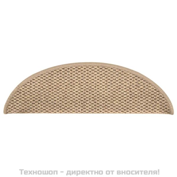 Самозалепващи стелки за стълби вид сизал 15бр 56x17x3см пясъчни
