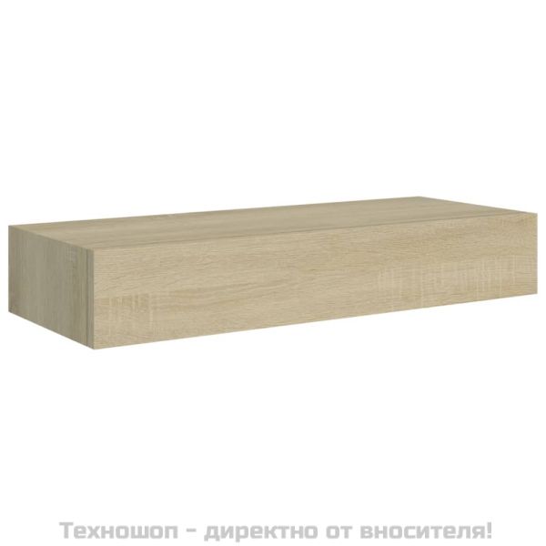Стенни рафтове с чекмеджета, 2 бр, дъб, 60x23,5x10 см, МДФ