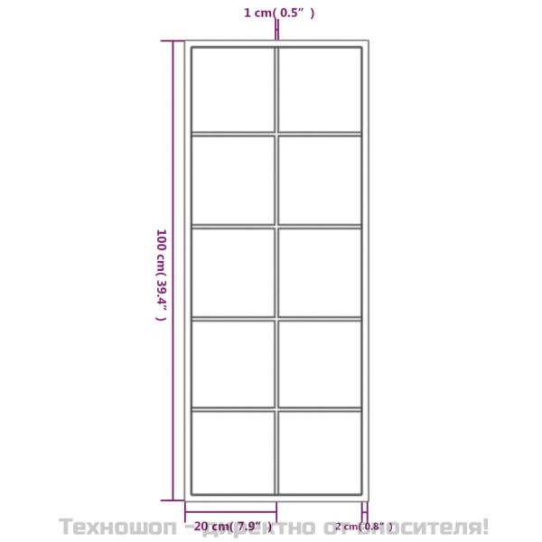 Огледало за стена, черно, 100х40 см, метал