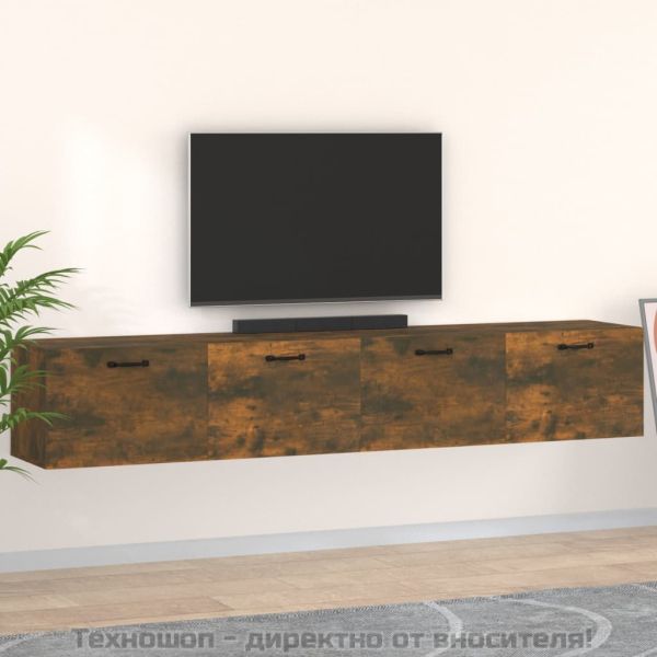 Стенни шкафове 2 бр опушен дъб 100x36,5x35 см инженерно дърво
