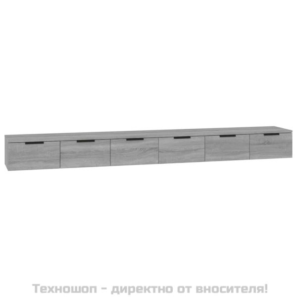 Стенен шкаф 2 бр сив сонома 102x30x20 см инженерно дърво