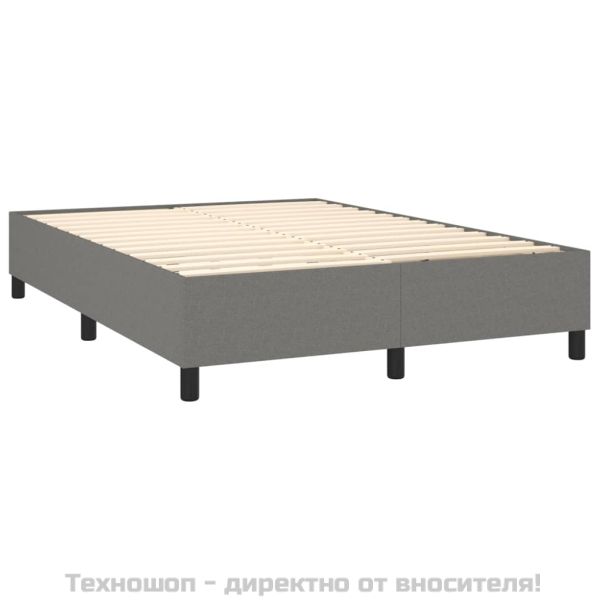 Рамка за легло с пружини, тъмносива, 140x200 см, плат