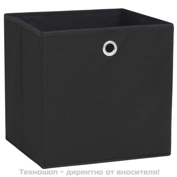 Кутии за съхранение, 10 бр, нетъкан текстил, 32x32x32 см, черни