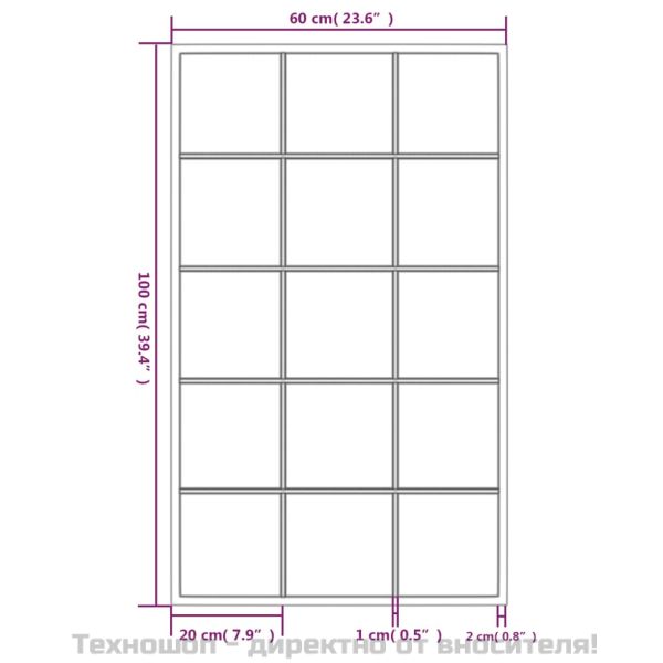 Огледало за стена, черно, 100x60 см, метал