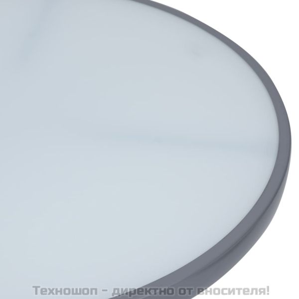 Градинска маса, светлосива, 80 см, стомана и стъкло