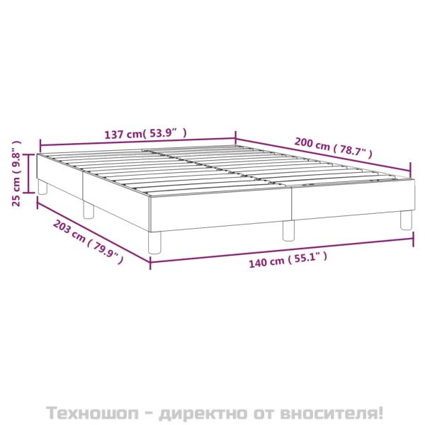 Рамка за легло с пружини, светлосива, 140x200 см, плат