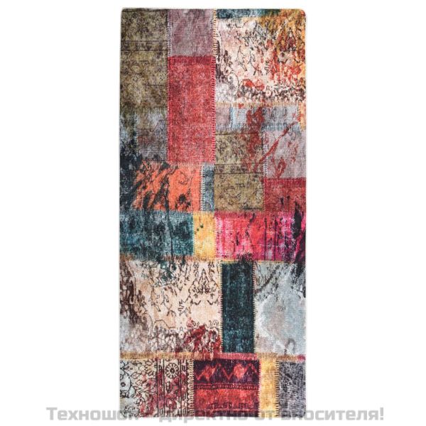 Килим, миещ се, пачуърк, 80x300 см, пъстър