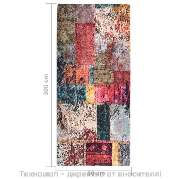 Килим, миещ се, пачуърк, 80x300 см, пъстър