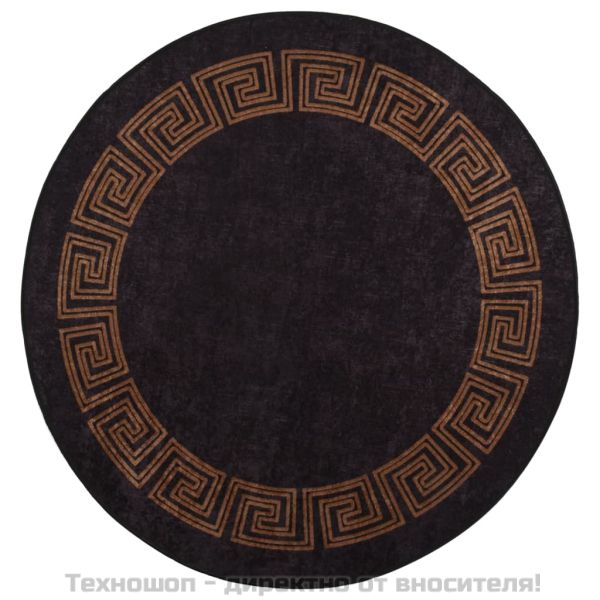 Килим, миещ се, φ120 см, черно и златно