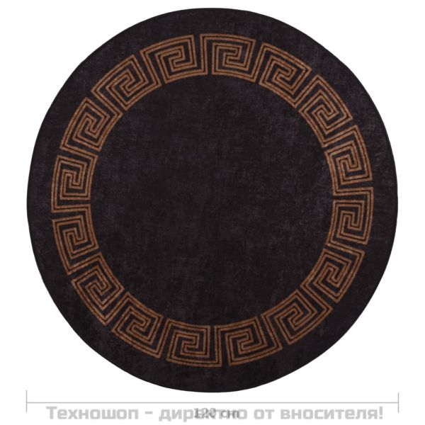 Килим, миещ се, φ120 см, черно и златно