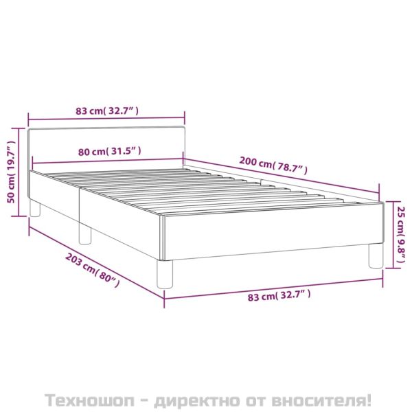 Рамка за легло с табла без матрак, черна, 80x200 см