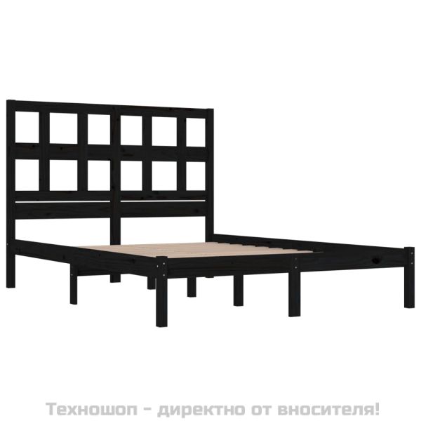 Рамка за легло, черна, бор масив, 200x200 см