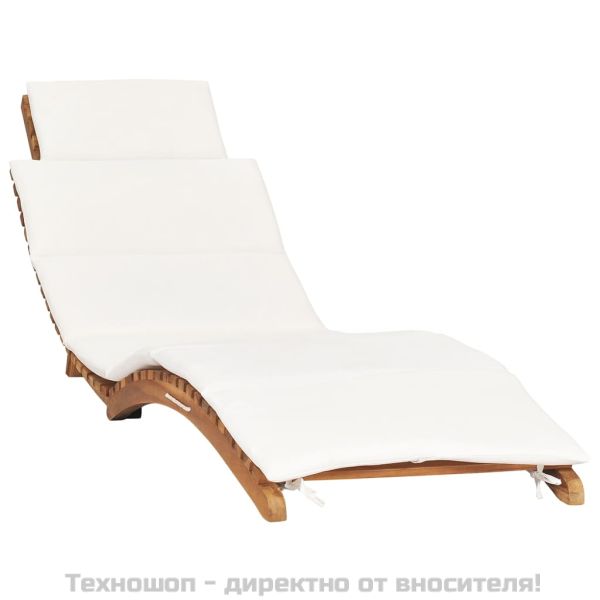 Шезлонги, 2 бр, с възглавници, тиково дърво масив