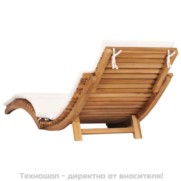 Шезлонги, 2 бр, с възглавници, тиково дърво масив