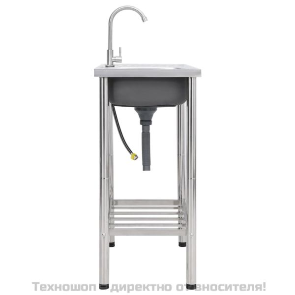 Къмпинг мивка, единична, с кран, неръждаема стомана