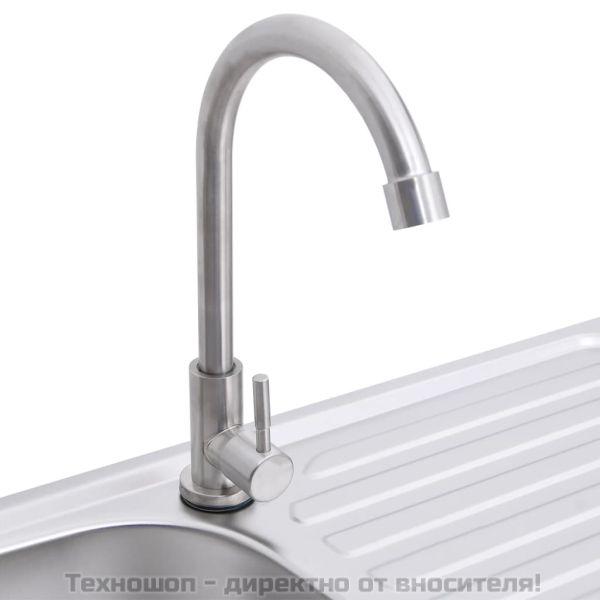 Къмпинг мивка, единична, с кран, неръждаема стомана