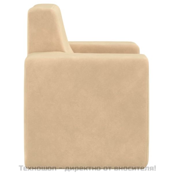 Детски диван, кремав, мек плюш