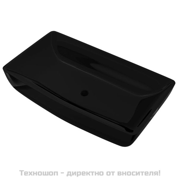 Керамична правоъгълна мивка за баня, черна
