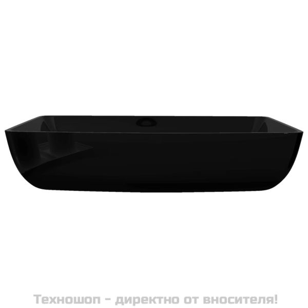 Керамична правоъгълна мивка за баня, черна