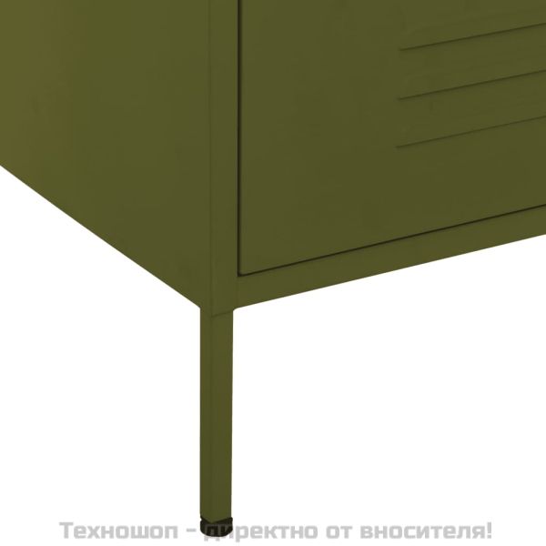 Шкаф с чекмеджета, маслиненозелен, 80х35х101,5 см, стомана