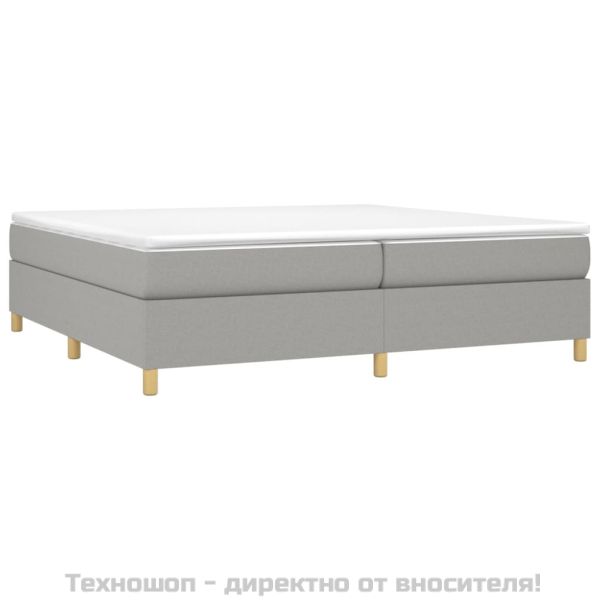 Рамка за легло с пружини, светлосива, 200x200 см, плат