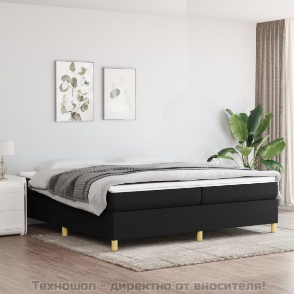 Рамка за легло с пружини, черна, 200x200 см, плат