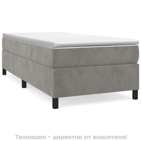 Рамка за легло с пружини, светлосива, 90x200 см, кадифе