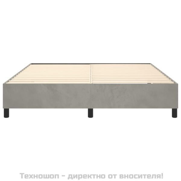 Рамка за легло с пружини, светлосива, 160x200 см, кадифе