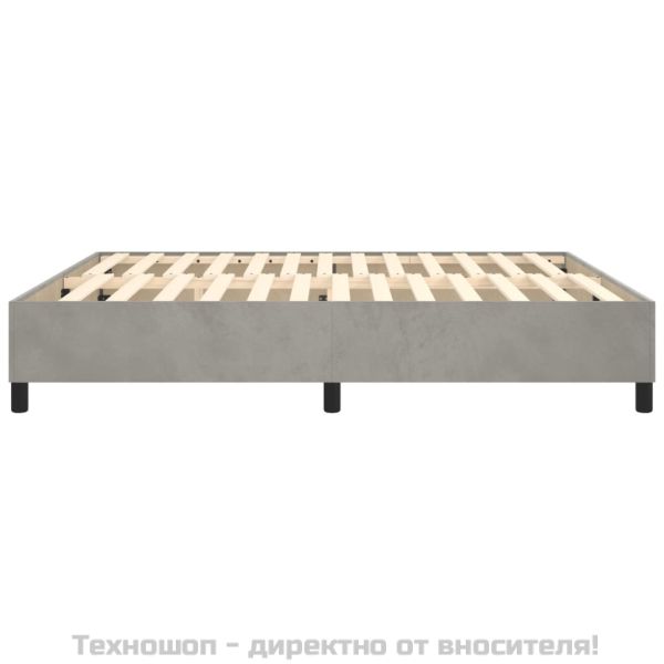 Рамка за легло с пружини, светлосива, 160x200 см, кадифе