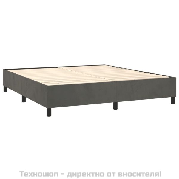 Рамка за легло с пружини, тъмносива, 160x200 см, кадифе