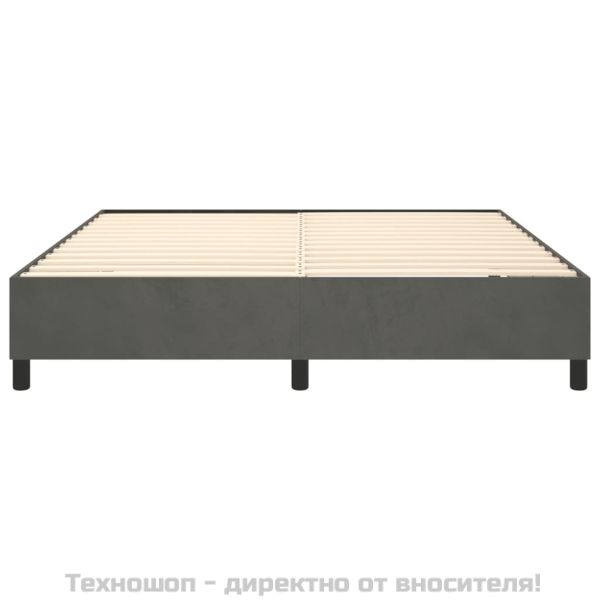 Рамка за легло с пружини, тъмносива, 160x200 см, кадифе