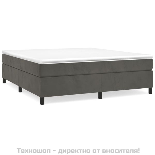 Рамка за легло с пружини, тъмносива, 180x200 см, кадифе