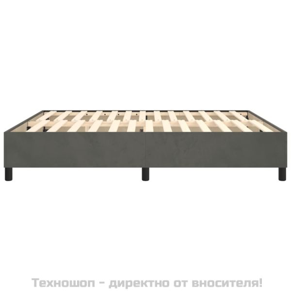 Рамка за легло с пружини, тъмносива, 180x200 см, кадифе