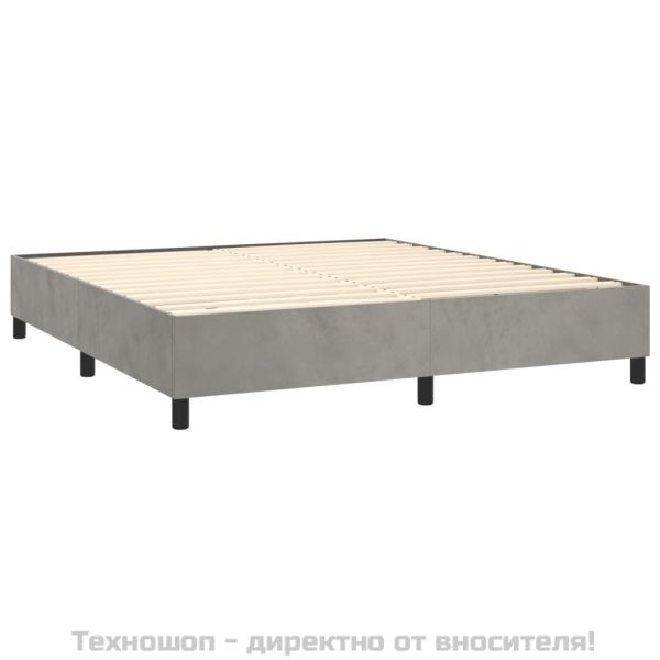 Рамка за легло с пружини, светлосива, 200x200 см, кадифе