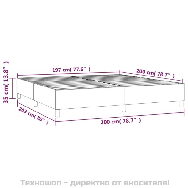 Рамка за легло с пружини, светлосива, 200x200 см, кадифе
