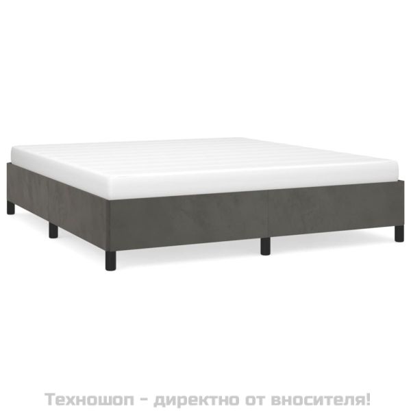 Рамка за легло без матрак, тъмносива, 180x200 см, кадифе