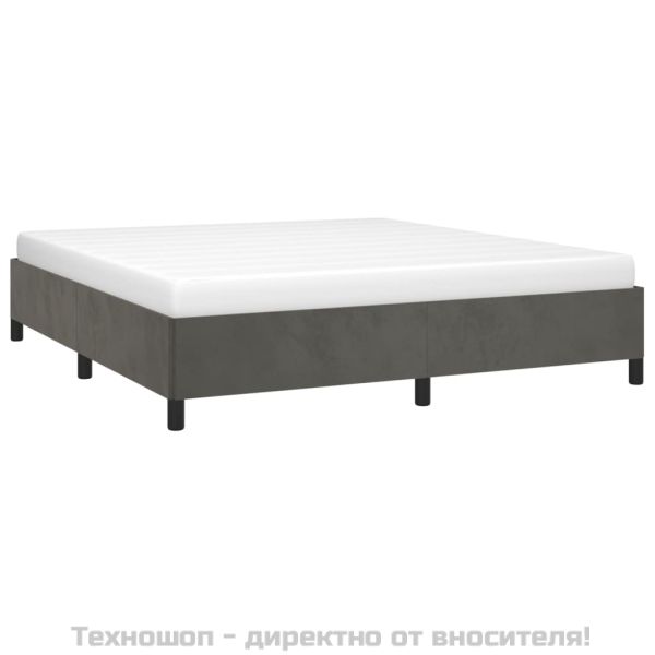 Рамка за легло без матрак, тъмносива, 180x200 см, кадифе